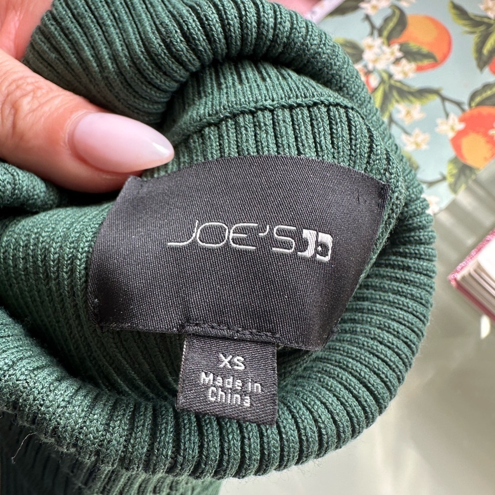 Joe's Jeans Forest Green Ribbed Top Turtleneck Xs - Picture 3 of 6
